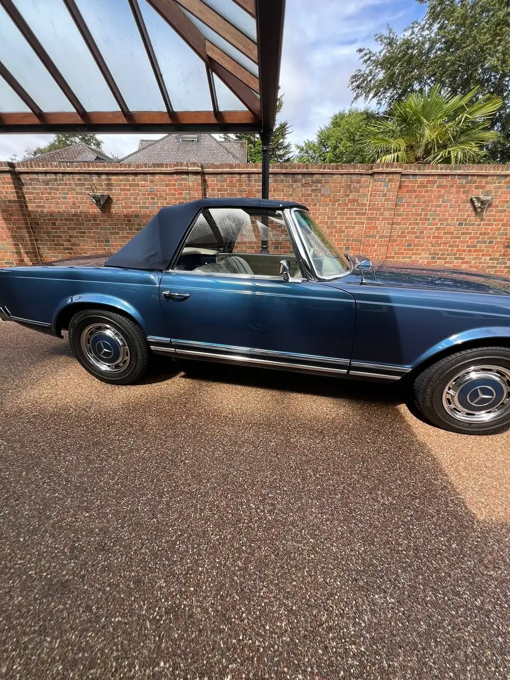 Classic blue Mercedes SL Pagoda after a full valet