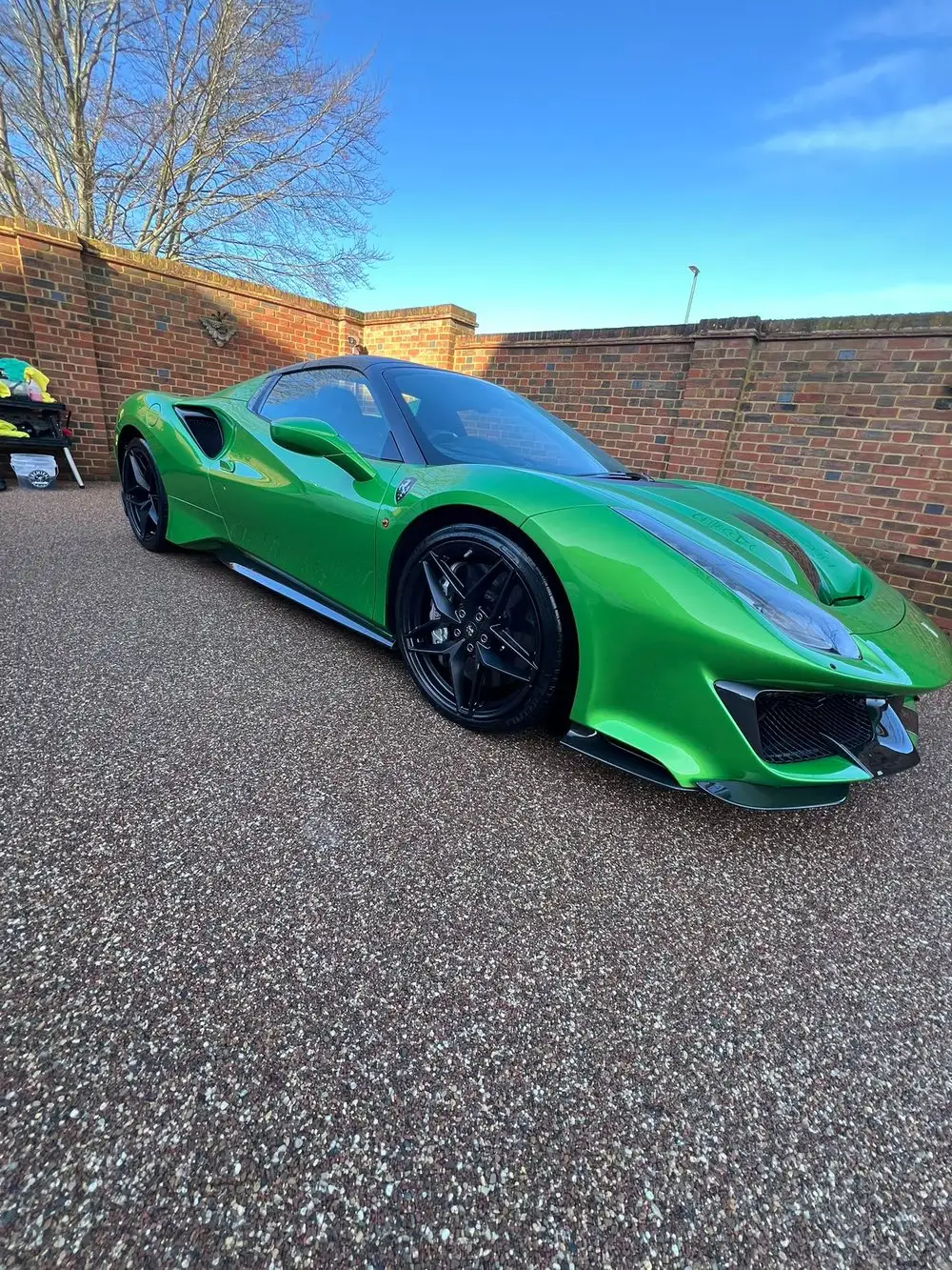 Green Ferrari 488 Pista detailed by Jay's Detailing