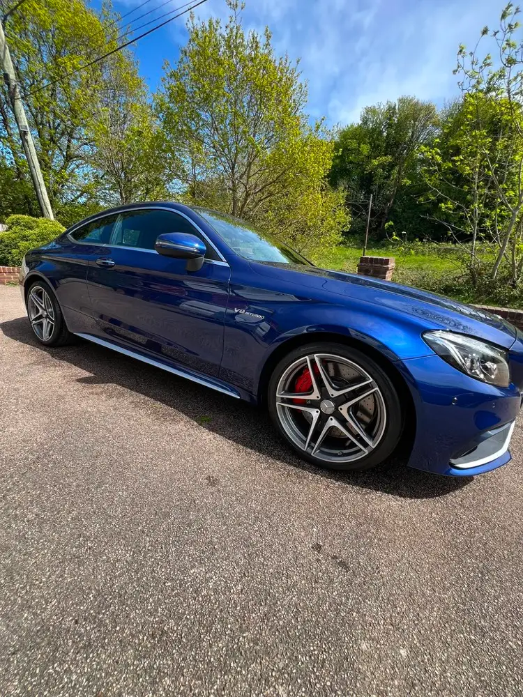 Blue Mercedes-AMG C63 Coupe after a full valet